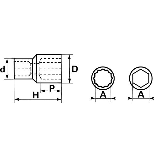 Douille courte 1/2'' 12 pans 1/2'' - SAM OUTILLAGE - S-1/2 pas cher Secondaire 1 L