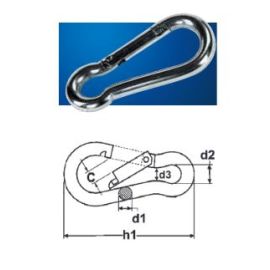 Mousqueton à battant sans œillet 12mm en acier inoxydable - CHAUBEYRE - 8425408 pas cher Principale M