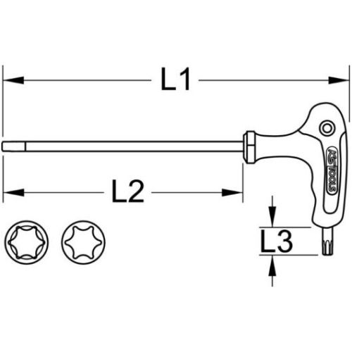 Clé mâle Torx tête sphérique à poignée en T T10 KS TOOLS 151.2755 photo du produit Secondaire 1 L