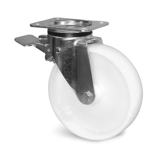 Roulette polyamide blanc à platine pivotante avec frein diamètre 100mm - GUITEL HERVIEU - 74945 pas cher