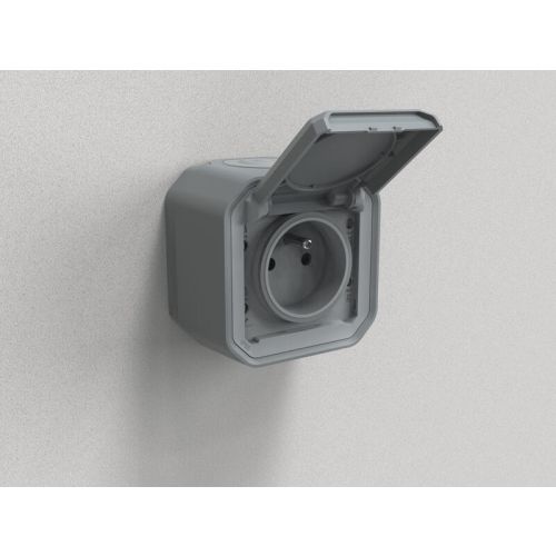 Prise de courant 2P+T étanche PLEXO 16 A 250 V pour fixation saillie gris (boîte de 10) pas cher Secondaire 3 L