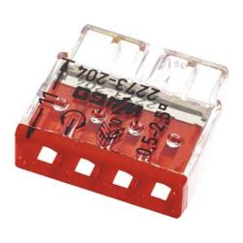 Borne pour boîtes de dérivation COMPACT avec boîtier transparent 4 conducteurs boîte de 100 - WAGO - 2273-204 pas cher