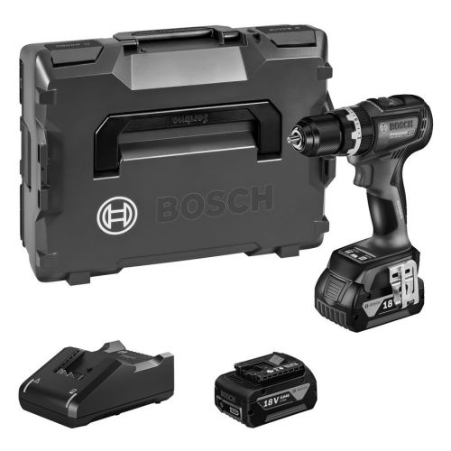 Perceuse-visseuse à percussion 18V GSB 18V-90 C + 2 batteries GBA 5Ah + chargeur en coffret L-BOXX - BOSCH - 06019K6106 pas cher