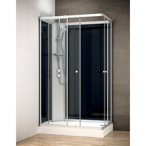 Cabine de douche rectangulaire SILVER INTEGRAL 120x80 GAUCHE NOIR - THALASSOR - SRIN1280G-ANGLE pas cher
