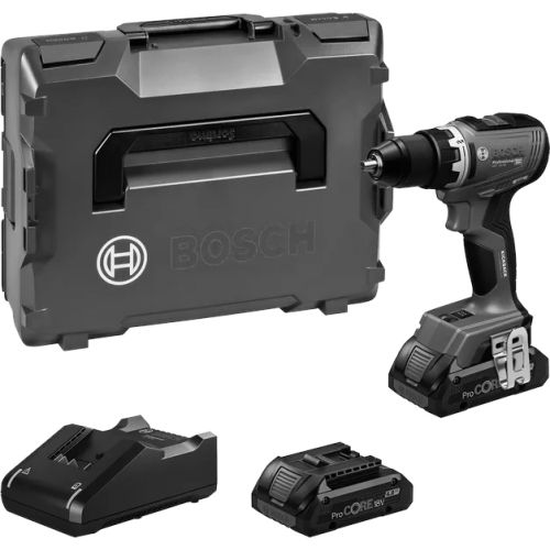 Perceuse-visseuse 18V GSR 18V-65 Professional + 2 batteries ProCORE 4 Ah + chargeur rapide + coffret L-BOXX - BOSCH - 06019N3206 pas cher