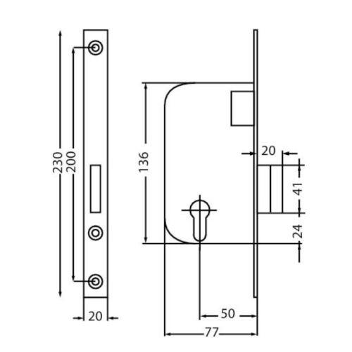 Coffre à larder pêne dormant axe 50mm cylindre profil européen laiton bouts carrés - JPM - 230000-03-0B pas cher Secondaire 1 L