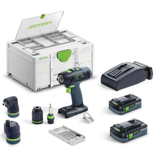 Perceuse-visseuse 18V T 18+3 HPC 4,0 I-Set + 2 batteries 4 Ah + chargeur + Systainer SYS3 FESTOOL 577609 photo du produit