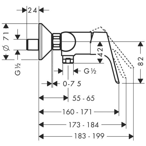 Mitigeur douche FOCUS avec cartouche C2 &agrave; 2 vitesses - HANSGROHE - 31968000 pas cher Secondaire 1 L