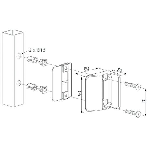 Gâche pour serrure de piscine TWIST 40 - pour poteau carré 40 x 40 mm - LOCINOX - STKQF pas cher Secondaire 1 L