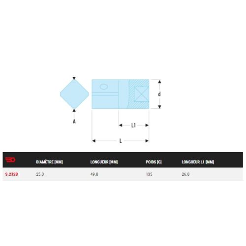 Augmentateur F1/2''- M3/4'' - FACOM - S.232B pas cher Secondaire 1 L