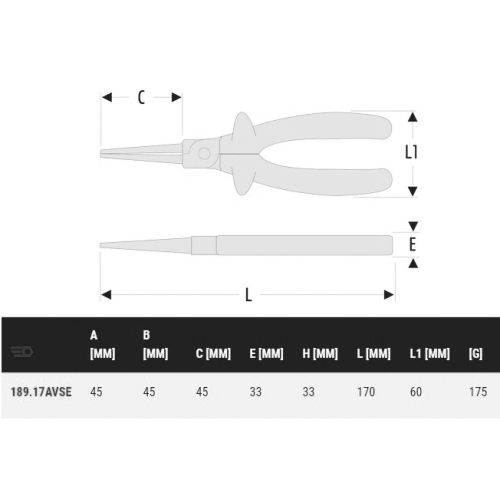 Pince à bec rond isolée 1000V Série VSE 170mm - FACOM - 189.17AVSE pas cher Secondaire 1 L