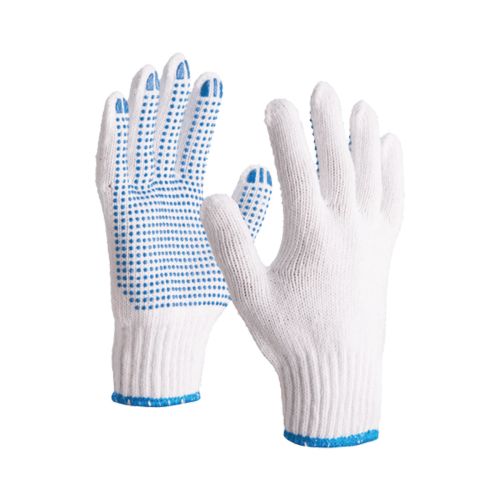 Gants tricoté en polycoton picots PVC TP169 blanc/bleu T9 DELTA PLUS TP16909 photo du produit Principale L