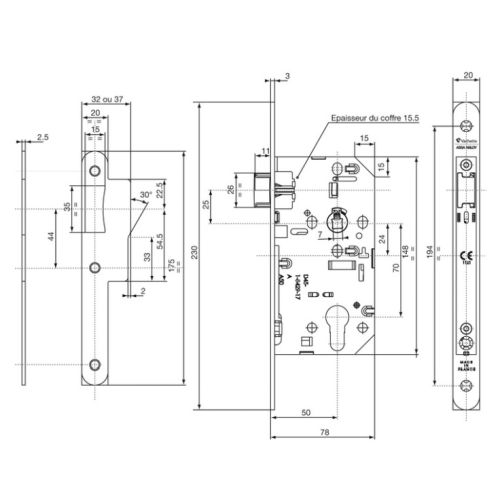 Coffre monopoint bec de cane noir brillant axe 50 mm VACHETTE 22692000 photo du produit Secondaire 1 L