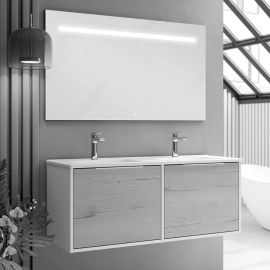 Meuble de salle de bain Cosynéo simple vasque à 2 façades à 4 tiroirs ALBA et miroir Led STAM 120 cm pas cher Principale M