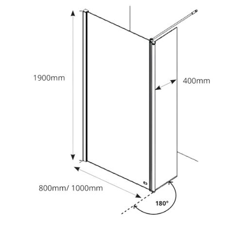 Paroi douche LEVELBEST avec segment pivotant 800 x 400 mm AKW 27018 photo du produit Secondaire 1 L