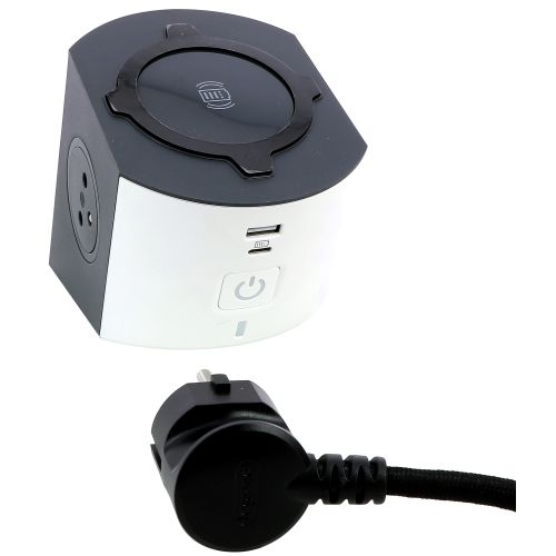 Multiprise station de charge 2x2P+T Surface avec sans fils induction, prise USB Type-A et Type-C et cordon blanc/gris foncé LEGRAND 049412 photo du produit Secondaire 1 L