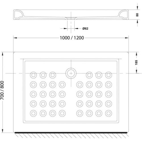 Receveur à poser POLO 100x80x8cm rectangulaire blanc - ROCA - WMT1CA11Z000001 pas cher Secondaire 1 L