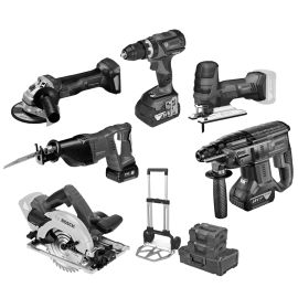 Pack 18V Bosch 6 outils (GSR60/GBH21/GWS7/GKS57/GST18/GSA18) + 4x4.0Ah + Diable pas cher Principale M