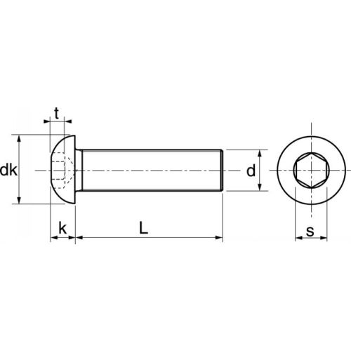 Vis à métaux tête bombée hexagonale creuse inox A2 ISO 7380 3X30 boîte de 200 - ACTON - 622023X30 pas cher Secondaire 3 L