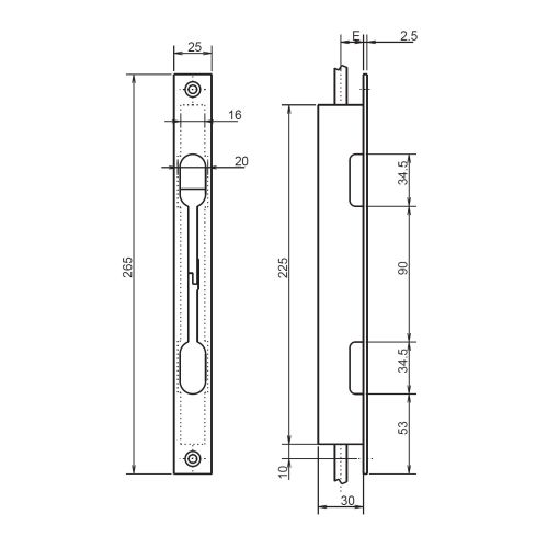 Serrure à encastrer 2 points à fouillot coffre 31/30 axe 15mm - METALUX - F131300000 pas cher Secondaire 4 L