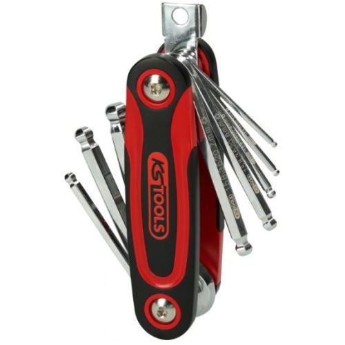 Jeu de 8 clés mâles 6 pans à tête sphérique sur monture KS TOOLS 158.3520 photo du produit