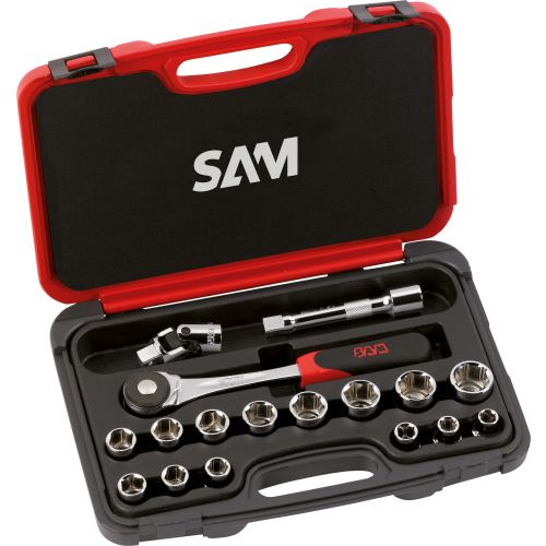 Coffret 1/2'' de 17 outils Sam outillage 6 pans en mm - 75-SH17PA photo du produit Principale L