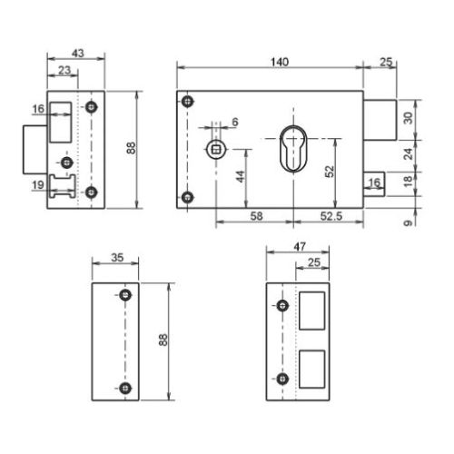 Serrure monopoint en applique horizontale à fouillot à cylindre profil européen 9762 gauche - METALUX - FE97622070 pas cher Secondaire 1 L