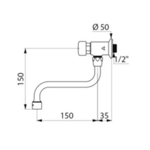 Robinet temporisé TEMPOSTOP mural à bec orientable et système AB - DELABIE - 748151 pas cher Secondaire 1 L