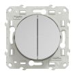 Interrupteur double va-et-vient ODACE 10 A &agrave; vis aluminium - SCHNEIDER ELECTRIC - S536214 pas cher