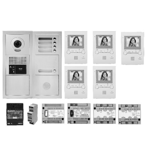 Pack vidéo 5 postes complet blanc - AIPHONE - 200385 pas cher