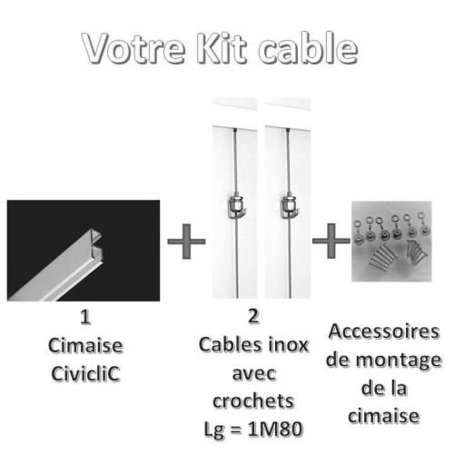 Kit CiviCable avec cimaise CiviClic blanc 2m lin - CIVIC INDUSTRIE - 23145820 pas cher Principale L