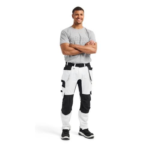 Pantalon peintre stretch 2D avec poches flottantes blanc/noir T38L - BLÅKLÄDER - 177018321099C114 pas cher Secondaire 8 L