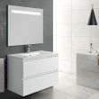 Meuble de salle de bain simple vasque 2 tiroirs BALEA et miroir Led STAM blanc 100cm - COSYNEO - INGBALEA100STAMBLA pas cher
