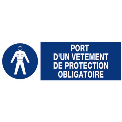 Panneau d’obligation rectangulaire 450x150mm 'Port de vêtements de protection' - NOVAP - 4030661 pas cher