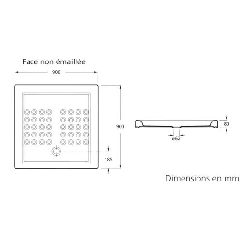 Receveur à poser POLO 90x90x8 cm B60 carré blanc ROCA WMT1CA16Z000001 photo du produit