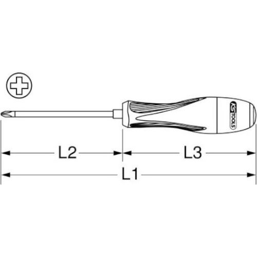 Tournevis Ultimate Phillips chromée avec pointe brunie PH0 lame 75 mm KS TOOLS 922.6021 photo du produit Secondaire 1 L