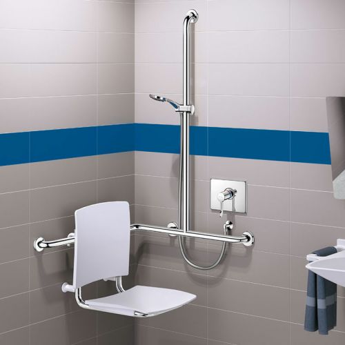 Support barre de douche métal D25 et D32 chromé brillant DELABIE 4110P -  DELABIE - 4110P