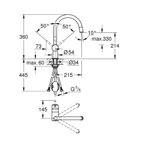 Mitigeur évier MINTA monocommande avec douchette extractible - GROHE - 32918-000 pas cher Secondaire 1 L