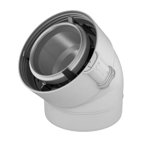 Coude 45° Rolux Sekurit gaz 80/125mm Alu/PVC - UBBINK - 228501 pas cher