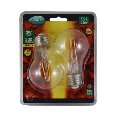 Ampoule LED E27 bulb filament 2700 K 3 W pack de 02 MIIDEX LIGHTING 71382 photo du produit Secondaire 1 L