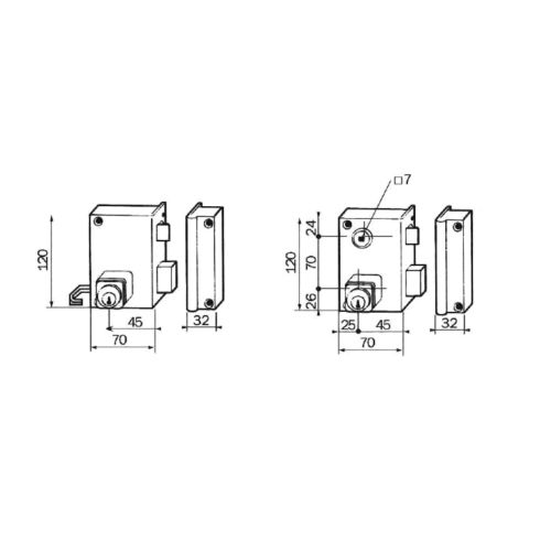 Serrure monopoint en applique ALPHA cylindre rond Vertical tirage droite - BRICARD - 450110 pas cher Secondaire 1 L