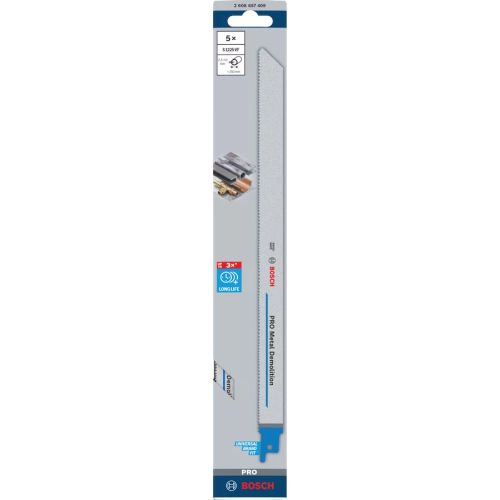 5 lames de scie sabre PRO Metal Demolition S 1225 VF 300 x 19 x 1,25 mm BOSCH 2608657409 photo du produit Secondaire 8 L