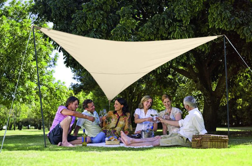 JARDILINE Kit voile d'ombrage triangulaire 5,00 x 5,00 x 5,00 m - Sable