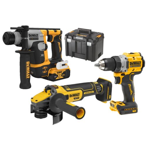 Pack 3 outils XR 18 V (DCD800/DCH172/DCG405) BRUSHLESS + 2 batteries 5 Ah + chargeur + coffret T-STAK DEWALT DCK2095D2T-QW photo du produit Secondaire 1 L