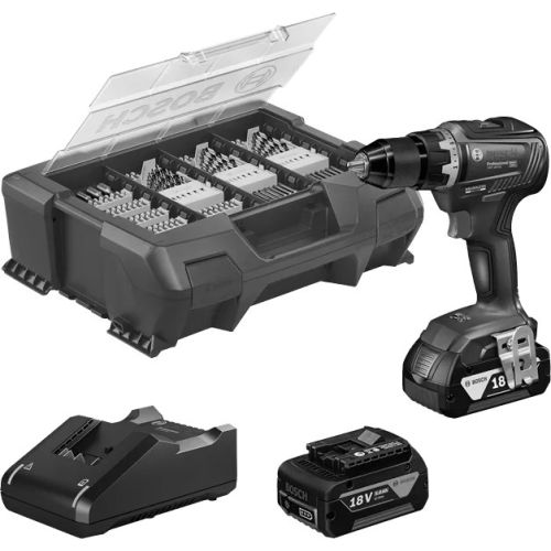 Perceuse-visseuse 18V GSR18V-55 + 2 batteries 5Ah + chargeur + L-Case Pick & Click - BOSCH - 06019H520B pas cher