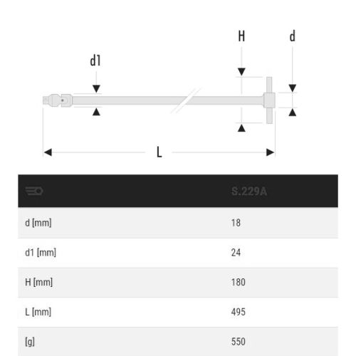 Poignée à cardan 1/2'' 495mm - FACOM - S.229A pas cher Secondaire 1 L