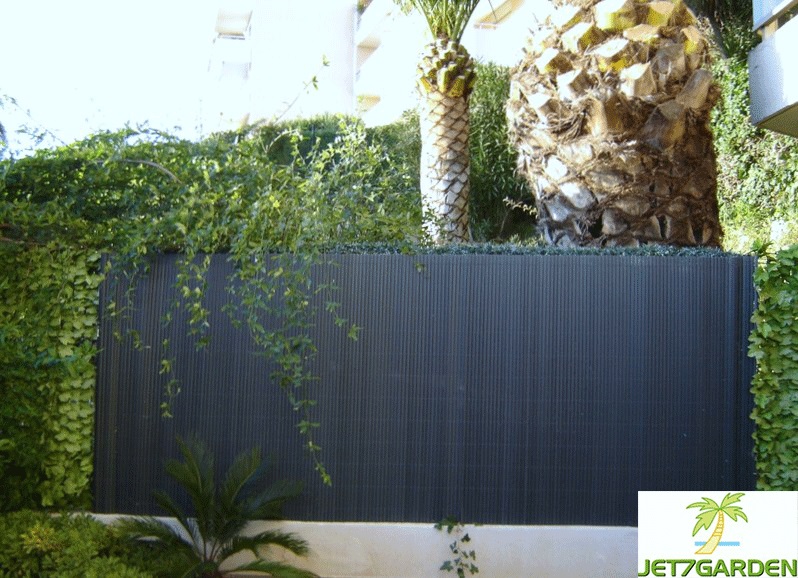 JET7GARDEN Canisse en PVC gris anthracite double face qualit&eacute; + 1.50 x 2.5 m