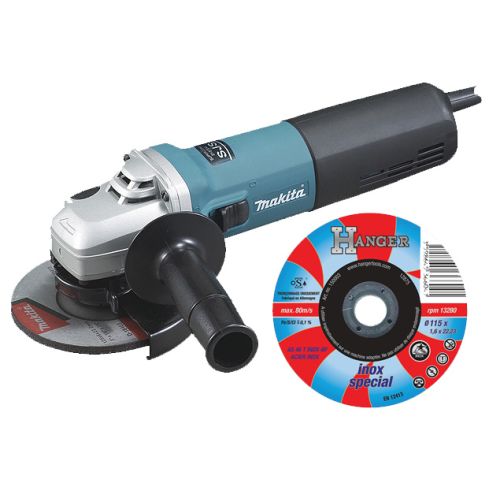 Pack meuleuse 9565CR 1400 W 125 mm + 50 disques Hanger AS 46 T Inox -  MAKITA - PROMOPACK2 pas cher