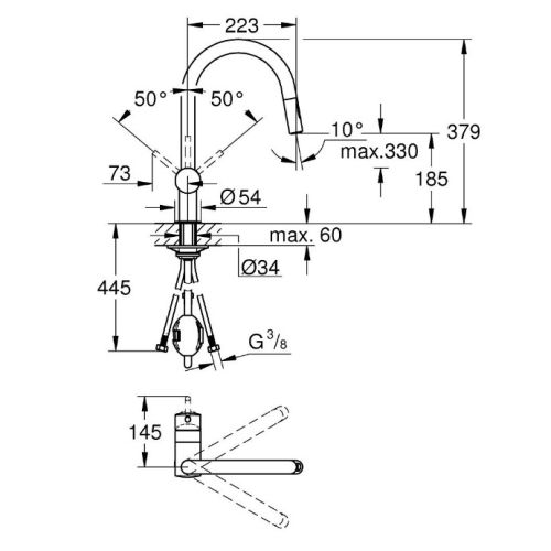 Mitigeur évier MINTA monocommande chromé - GROHE - 32321-002 pas cher Secondaire 1 L