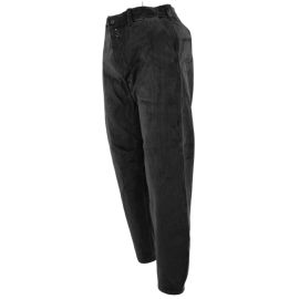 Pantalon largeot Le Laboureur &agrave; passants en velours taille basse noir pas cher Principale M